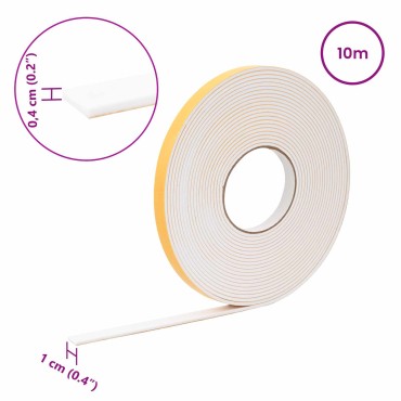 vidaXL Αυτοκόλλητη ταινία αφρού Λευκό 10 χιλ. x 10 μ. Χ foam CR