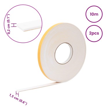 vidaXL Αυτοκόλλητη ταινία αφρού 2 τμχ. Λευκό 15mm x 10m Χ foam CR