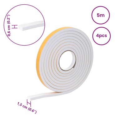 vidaXL Αυτοκόλλητη ταινία αφρού 4 τμχ. Λευκό 15mm x 5m Χ foam CR