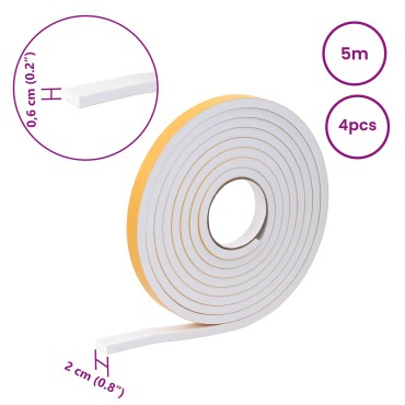 vidaXL Αυτοκόλλητη ταινία αφρού 4 τμχ. Λευκό 20mm x 5m Χ foam CR