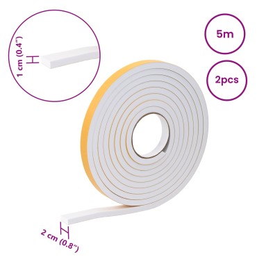 vidaXL Αυτοκόλλητη ταινία αφρού 2 τμχ. Λευκό 20mm x 5m Χ foam CR