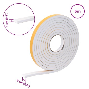 vidaXL Αυτοκόλλητη ταινία αφρού 20 τμχ. Λευκό 20mm x 5m Χ foam CR