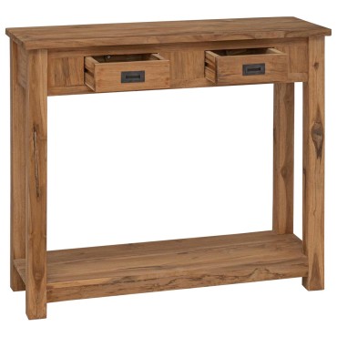 vidaXL Τραπέζι κονσόλας Φυσικό 90x30x80cm Στερεό Ξύλο Τίκ
