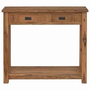 vidaXL Τραπέζι κονσόλας Φυσικό 90x30x80cm Στερεό Ξύλο Τίκ