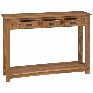 vidaXL Τραπέζι κονσόλας Φυσικό 110x30x80cm Στερεό Ξύλο Τίκ