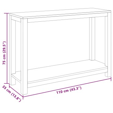 vidaXL Τραπέζι κονσόλας Φυσικό 110x35x75cm Στερεό Ξύλο Τίκ