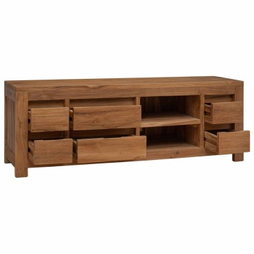vidaXL Έπιπλο τηλεόρασης 110x30x40cm Φυσικό Στερεό Ξύλο Τίκ