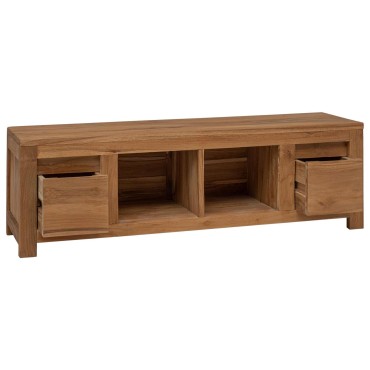 vidaXL Ντουλάπι TV 110x30x35cm Φυσικό Στερεό Ξύλο Τίκ