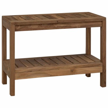 vidaXL Τραπεζάκι Μπάνιου Φυσικό 60 x 30 x 45 cm Στερεό Ξύλο Τίκ