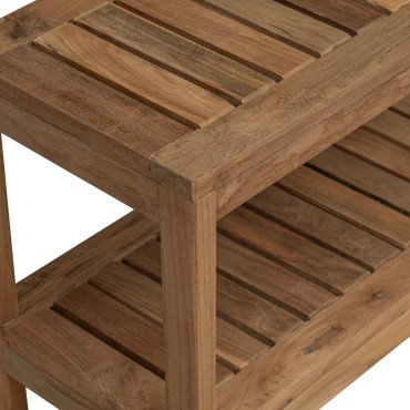 vidaXL Τραπεζάκι Μπάνιου Φυσικό 60 x 30 x 45 cm Στερεό Ξύλο Τίκ