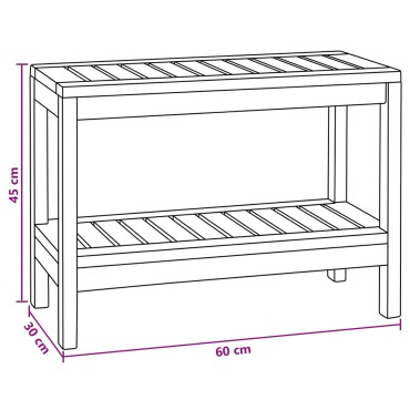 vidaXL Τραπεζάκι Μπάνιου Φυσικό 60 x 30 x 45 cm Στερεό Ξύλο Τίκ
