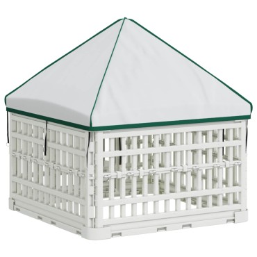vidaXL 4 Πάνελ Τσουληθράκι με Σκεπή 60 x 60 x 82 εκ Πλαστικό Λευκό