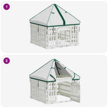 vidaXL 4 Πάνελ Τσουληθράκι με Σκεπή 60 x 60 x 82 εκ Πλαστικό Λευκό