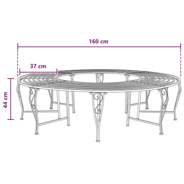 vidaXL Παγκάκι Δέντρου 8-Αριθμός καθισμάτων 160x44cm Ατσάλι 1 τεμ.