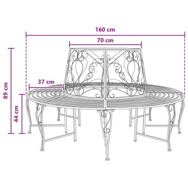 vidaXL Παγκάκι Δέντρου 8-Αριθμός καθισμάτων 160x89cm Ατσάλι 1 τεμ.