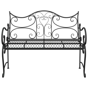 vidaXL Παγκάκι κήπου 2 -θέσιο 114x54x90cm Ατσάλι Μαύρο 1 τεμ.