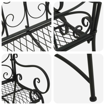 vidaXL Παγκάκι κήπου 2 -θέσιο 114x54x90cm Ατσάλι Μαύρο 1 τεμ.
