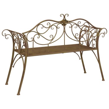 vidaXL Παγκάκι κήπου 2 -θέσιο 131x47,5x90cm Ατσάλι Αρχαίο Καφέ 1 τεμ.