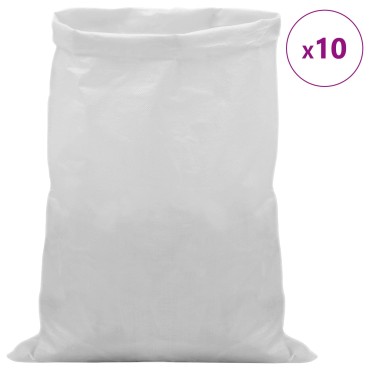 vidaXL Υφασμάτινοι σακίδες 10 τεμ. Λευκό 50 x 80 cm PP