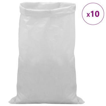 vidaXL Υφασμάτινοι σακίδες 10 τεμ. Λευκό 65 x 105 cm PP