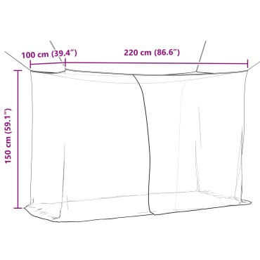 vidaXL Δίχτυ κουνουπιών για κρεβάτι 156 mesh Μαύρο 220 x 100 x 150 εκ