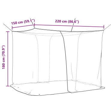 vidaXL Δίχτυ κουνουπιών για κρεβάτι 156 mesh Μαύρο 220 x 150 x 180 εκ