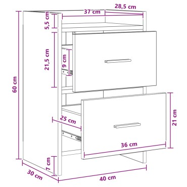 vidaXL Κομοδίνα 2 τεμ. Γκρι Σκυροδέματος 40x30x60cm