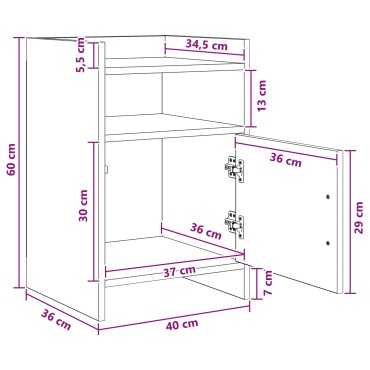 vidaXL Κομοδίνα Γκρι Sonoma 40x36x60cm Επεξεργασμένο Ξύλο 1 τεμ.