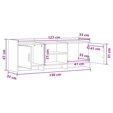 vidaXL Ντουλάπι TV 130x33x47cm Καπνισμένο Ξύλο Δρυός