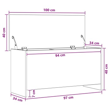 vidaXL Θήκη Αποθήκευσης Μαύρη Δρυς 100x40x50cm Επεξεργασμένο Ξύλο