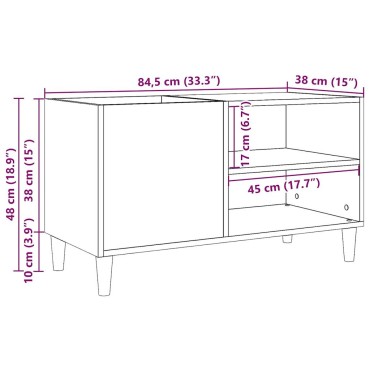 vidaXL Δισκοθήκη Παλιό Ξύλο 84,5x38x48cm από Επεξεργασμένο Ξύλο 1 τεμ.