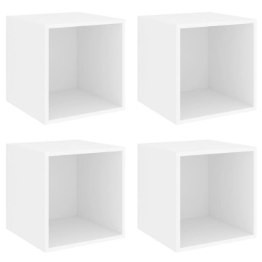 vidaXL Ντουλάπια Τοίχου 4 τεμ. Λευκά 37x37x37cm από Επεξ. Ξύλο