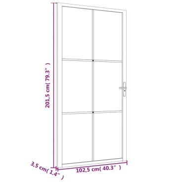 vidaXL Εσωτερική Πόρτα 102,5x201,5 εκ. Λευκή ESG Γυαλί και Αλουμίνιο