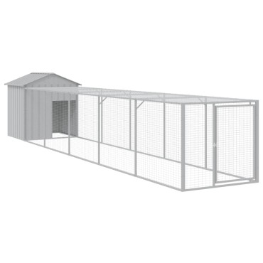 vidaXL Κοτέτσι με Περίβολο Αν. Γκρι 117x609x123 εκ. Γαλβαν. Ατσάλι