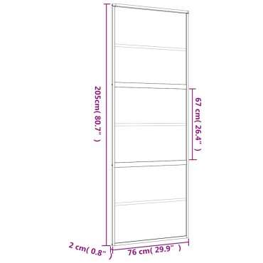 vidaXL Συρόμενη Πόρτα Χρυσή 76 x 205 εκ. από Γυαλί ESG και Αλουμίνιο