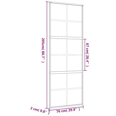 vidaXL Συρόμενη Πόρτα Χρυσή 76 x 205 εκ. από Γυαλί ESG και Αλουμίνιο