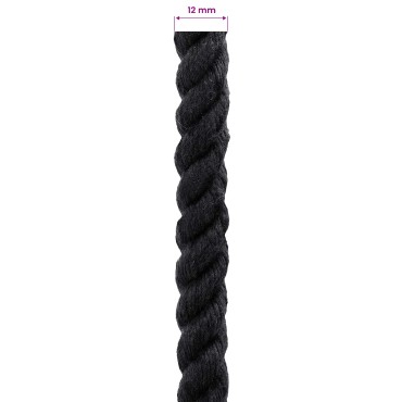 vidaXL Σχοινί Μαύρο 1,2 x 1,2 x 10000 εκ Βαμβάκι