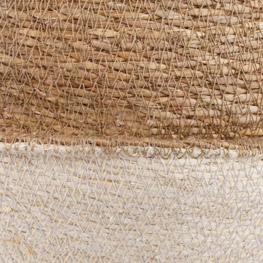 vidaXL Γλάστρα με Χερούλια Λευκό Ø 45 x 36 cm 100% Θαλασσόχορτο