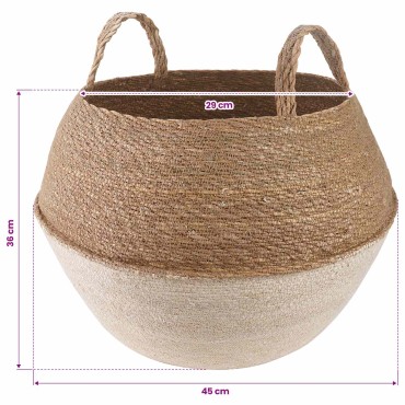 vidaXL Γλάστρα με Χερούλια Λευκό Ø 45 x 36 cm 100% Θαλασσόχορτο