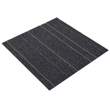 vidaXL Πλακάκι Χαλιού Σκούρο γκρι με ρίγες 50 x 50 cm 20 τμχ.