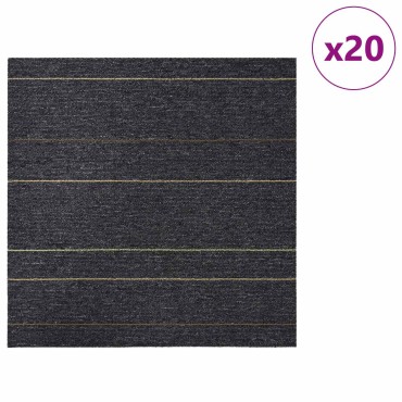 vidaXL Πλακάκι Χαλιού Σκούρο γκρι με ρίγες 50 x 50 cm 20 τμχ.