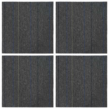 vidaXL Πλακάκι Χαλιού Μέτριο Γκρι με Ρίγες 50 x 50 cm 4 τμχ.