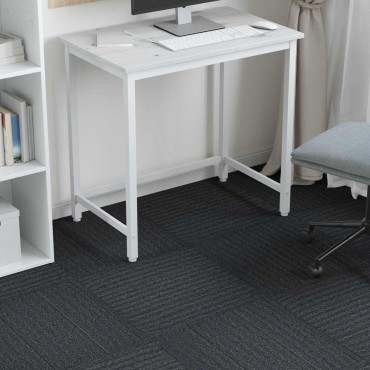 vidaXL Πλακάκι Χαλιού Μέτριο Γκρι με Ρίγες 50 x 50 cm 4 τμχ.