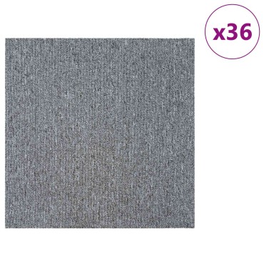vidaXL Πλακάκι Χαλιού Ανοιχτό γκρι 50 x 50 cm 36 τμχ.