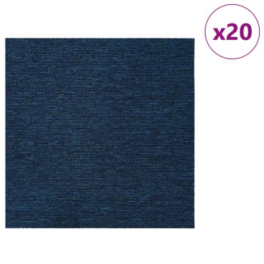 vidaXL Πλακάκι Χαλιού Μπλε 50 x 50 cm 20 τμχ. Πολυπροπυλένιο και Πίσσα