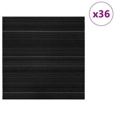 vidaXL Πλακάκι Χαλιού Ριγέ Σκούρο Γκρι 50 x 50 cm 36 τμχ.