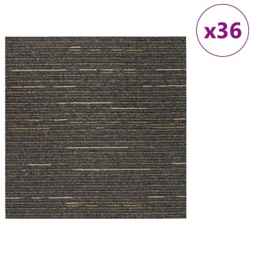vidaXL Πλακάκι Χαλιού Ριγέ ανοιχτό καφέ 50 x 50 cm 36 τμχ.