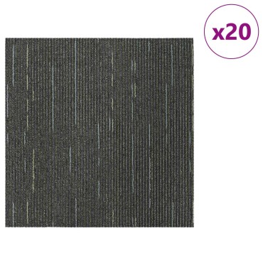vidaXL Πλακάκι Χαλιού Ριγέ Ανοιχτό Πράσινο 50 x 50 cm 20 τμχ.