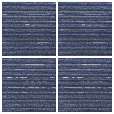 vidaXL Πλακάκι Χαλιού Ραβδωτό Μπλε 50 x 50 cm 4 τμχ.