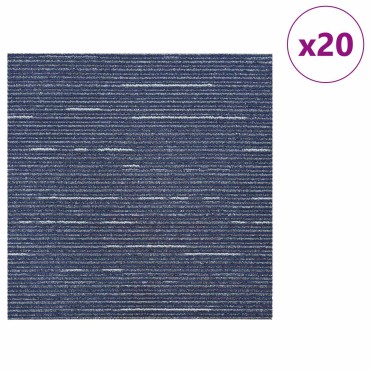 vidaXL Πλακάκι Χαλιού Ραβδωτό Μπλε 50 x 50 cm 20 τμχ.